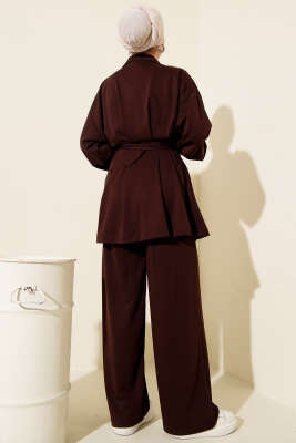 Kemerli Fermuarlı Oysho Takım Kahve - İkili Takım