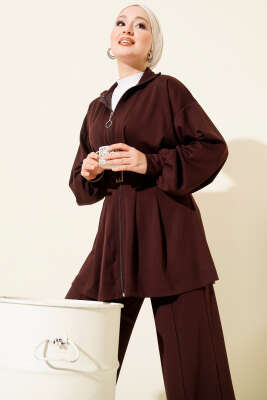 Kemerli Fermuarlı Oysho Takım Kahve - İkili Takım