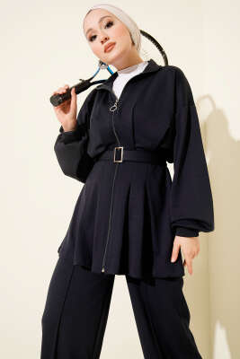 Kemerli Fermuarlı Oysho Takım Lacivert - İkili Takım