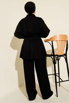 Kemerli Fermuarlı Oysho Takım Siyah - İkili Takım