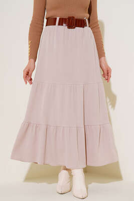 Kemerli Fitilli Etek Bej - ALİ AKKAYA