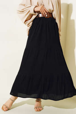 Kemerli Fitilli Etek Siyah - ALİ AKKAYA