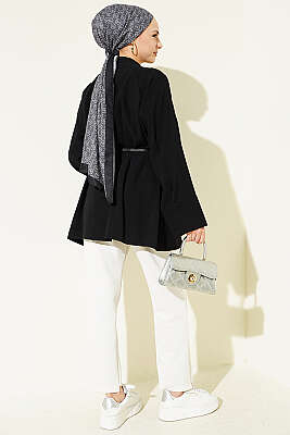 Kemerli Hakim Yaka Modal Gömlek Siyah - Gömlek