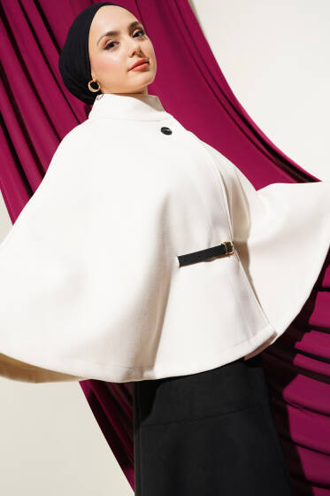 	 Kemerli Kaşe Panço Ekru - Panço