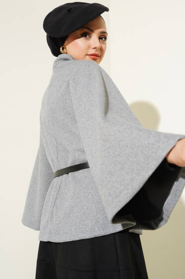 	 Kemerli Kaşe Panço Gri - Panço