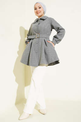  Kemerli Kısa Kaşe Kaban Füme - Kaban