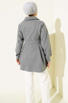  Kemerli Kısa Kaşe Kaban Füme - Kaban