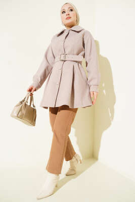  Kemerli Kısa Kaşe Kaban Vizon - Kaban