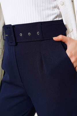 Kemerli Kopçalı Kumaş Pantolon Lacivert - 500-700 TL Ürünler