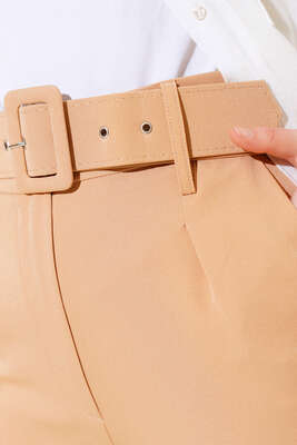 Kemerli Kopçalı Kumaş Pantolon Latte - 500-700 TL Ürünler