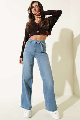 Kemerli Kot Salaş Pantolon Kot Mavisi - Kadın Giyim Modelleri