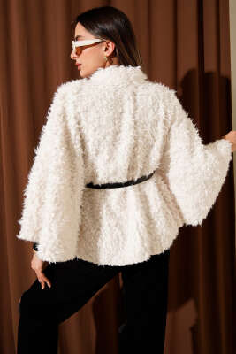 Kemerli Kuzu Panço Ekru - Kadın Giyim Modelleri