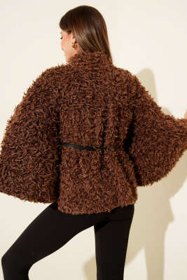 Kemerli Kuzu Panço Kahve - Kadın Giyim Modelleri