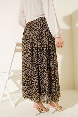 Kemerli Leopar Desen Tül Etek Bej - 300-500 TL Ürünler