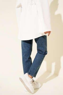 Kemerli Mom Jeans Pantolon Tintli - 500-700 TL Ürünler
