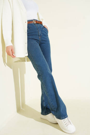 Kemerli Palazzo Kot Pantolon Tintli - Pantolon