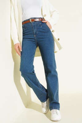 Kemerli Palazzo Kot Pantolon Tintli - Pantolon