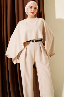 Kemerli Pelerinli Tulum Bej - Tulum & Slopet