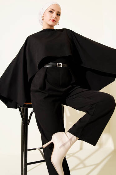 Kemerli Pelerinli Tulum Siyah - Tulum & Slopet