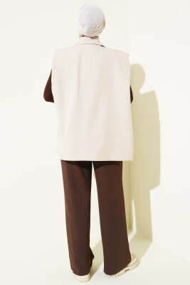 Kemerli Pileli Geniş Paça Pantolon Kahve - Pantolon