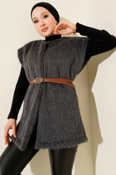 Kemerli Sakallı Yelek Füme - Yelek