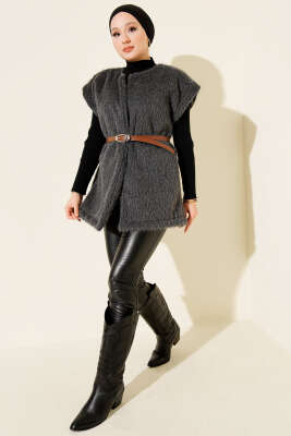 Kemerli Sakallı Yelek Füme - Yelek