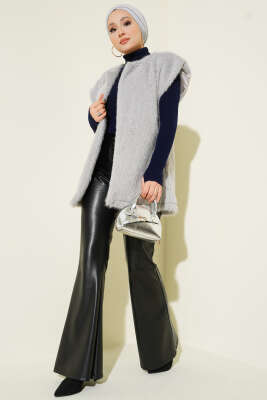 Kemerli Sakallı Yelek Gri - Yelek