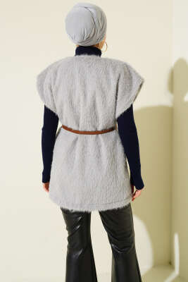 Kemerli Sakallı Yelek Gri - Yelek