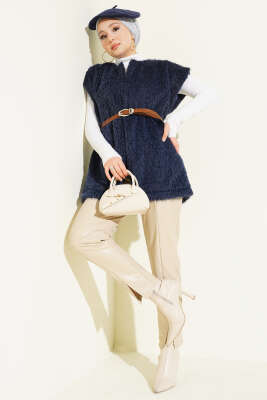 Kemerli Sakallı Yelek Lacivert - Yelek