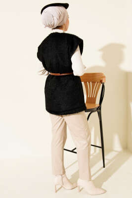 Kemerli Sakallı Yelek Siyah - Yelek