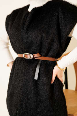 Kemerli Sakallı Yelek Siyah - Yelek