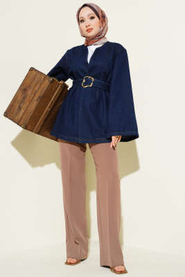 Kemerli Salaş Kot Mavisi Ceket - Ceket