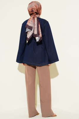 Kemerli Salaş Kot Mavisi Ceket - Ceket