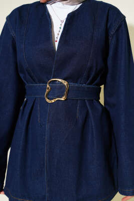 Kemerli Salaş Kot Mavisi Ceket - Ceket