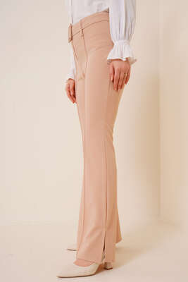 Kemerli Salaş Pantolon Bej - Pantolon