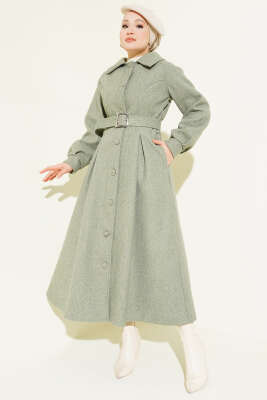 Kemerli Uzun Kaşe Kaban Çağla Yeşili 