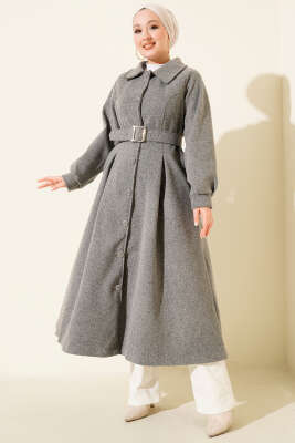 Kemerli Uzun Kaşe Kaban Füme 