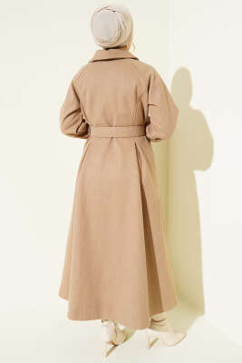 Kemerli Uzun Kaşe Kaban Latte - Kaban