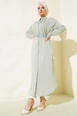 Kemerli Uzun Tunik Mint - Tunik
