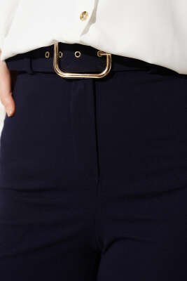 Kemerli Yüksek Bel Bol Paça Parlement Pantolon - Pantolon