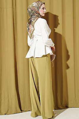 Kendinden Bağlamalı Kısa Gömlek Ekru - Gömlek