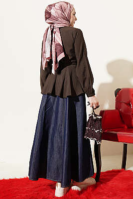 Kendinden Bağlamalı Kısa Gömlek Kahve - Gömlek