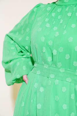 Kendinden Çiçek Desenli Şifon Elbise Benetton - Thumbnail