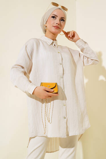 Kendinden Çizgili Gömlek Taş - Gömlek