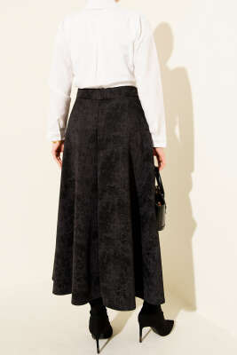 Kendinden Desenli Scuba Etek Siyah - Etek