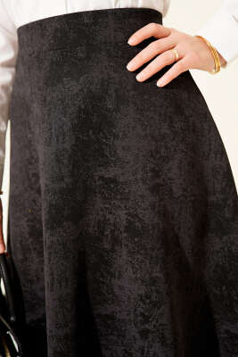 Kendinden Desenli Scuba Etek Siyah - Etek