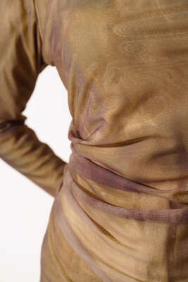 Kendinden Desenli Tül Elbise Vizon - Tesettür Elbise