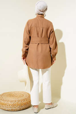 Kendinden Geniş Kuşaklı Gömlek Camel - 300-500 TL Ürünler