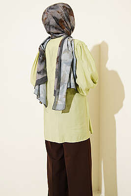 Kendinden Kemer Detaylı Gömlek Çağla Yeşili - Gömlek