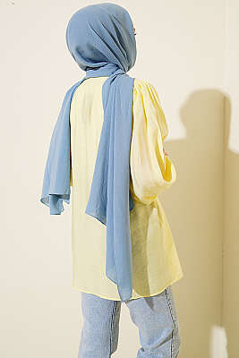 Kendinden Kemer Detaylı Gömlek Sarı - Gömlek